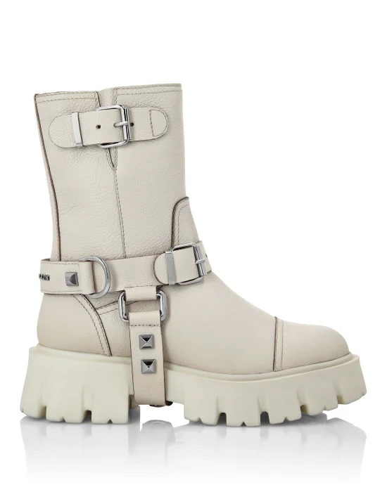Leather Biker Boots  Studs