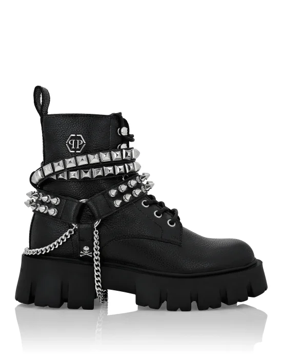 Leather Boots Studs Hexagon