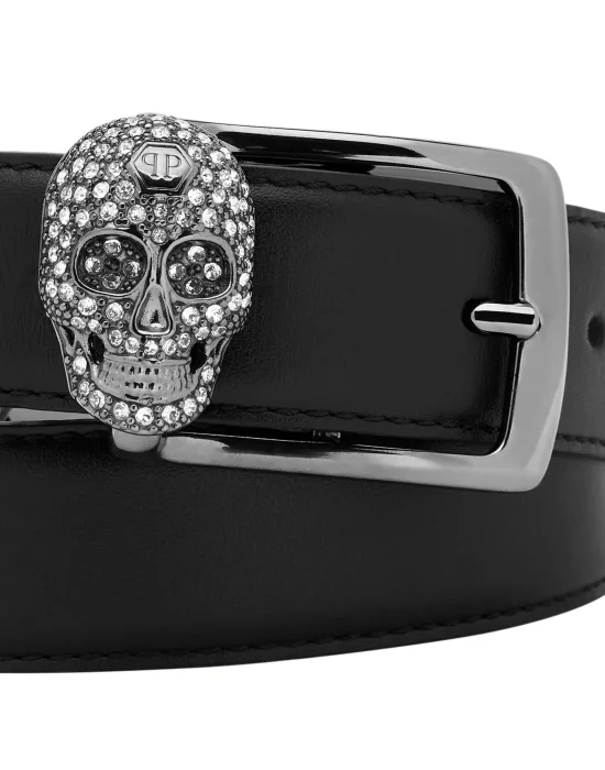 Leather Belt Crystal Skull