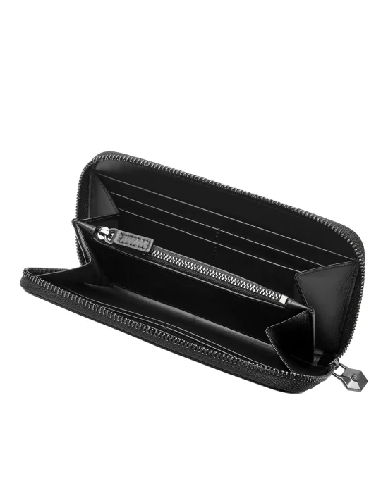 Leather Zip Wallet Marble