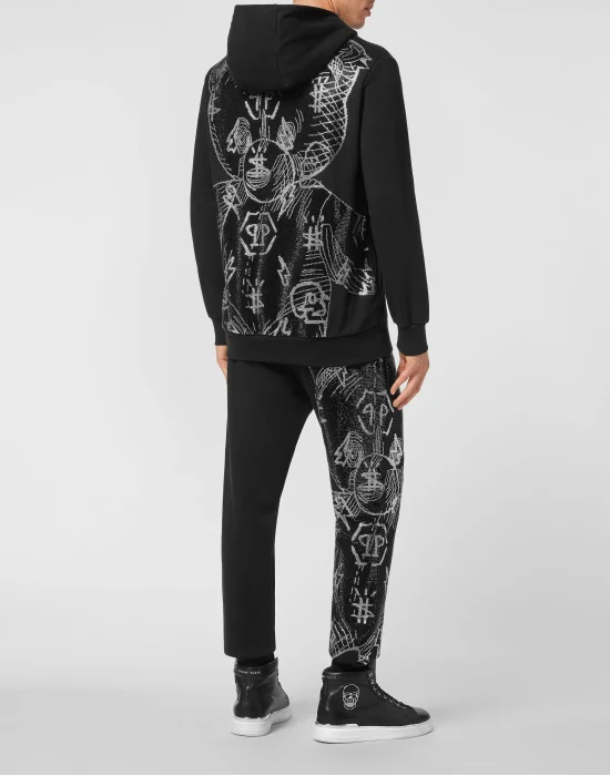 Jogging Tracksuit: Hoodie/Trousers Teddy Bear with Crystals
