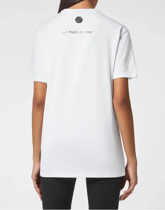 T-shirt Round Neck SS Man Fit Monsters with Crystals
