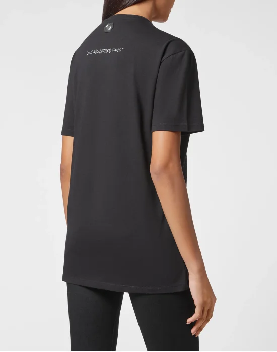 T-shirt Round Neck SS Man Fit Monsters with Crystals