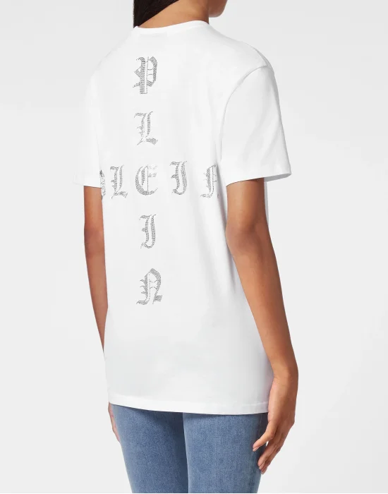 T-shirt Round Neck SS Man Fit Gothic Plein with Crystals