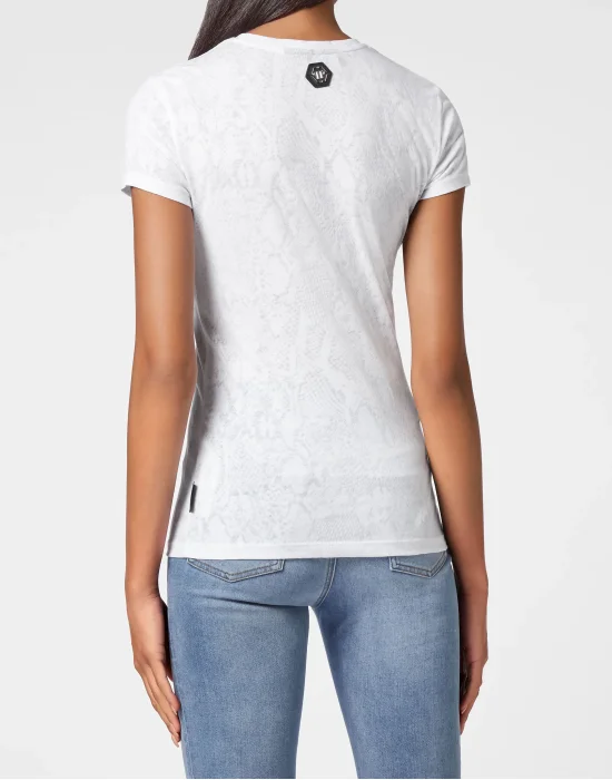 T-shirt Round Neck SS Sexy Pure Fit with Crystals