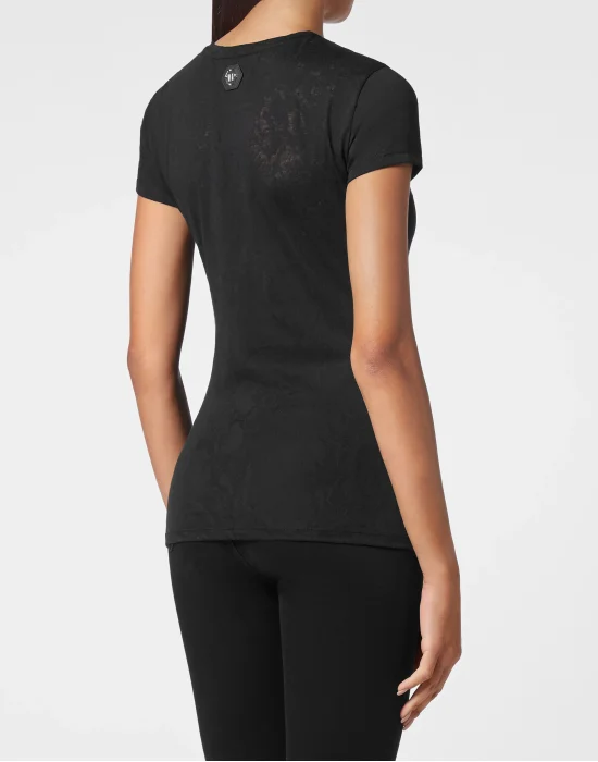 T-shirt Round Neck SS Sexy Pure Fit with Crystals