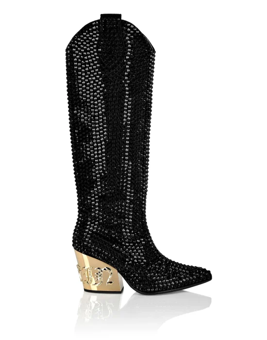 CowBoy Mid-Heel Boots  Gothic Plein with Crystals