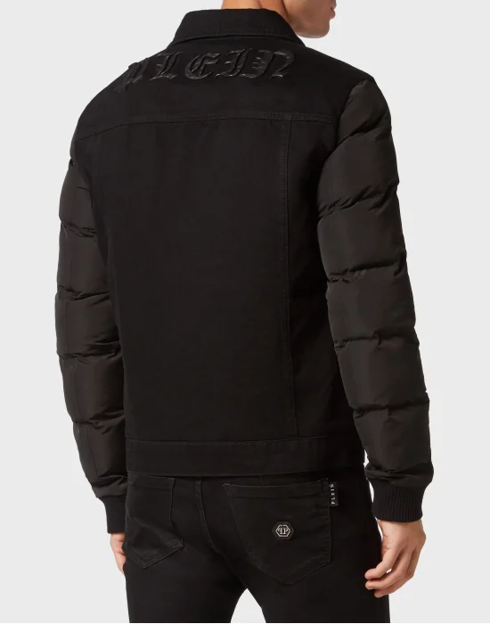 Denim Puffer Jacket Gothic Plein