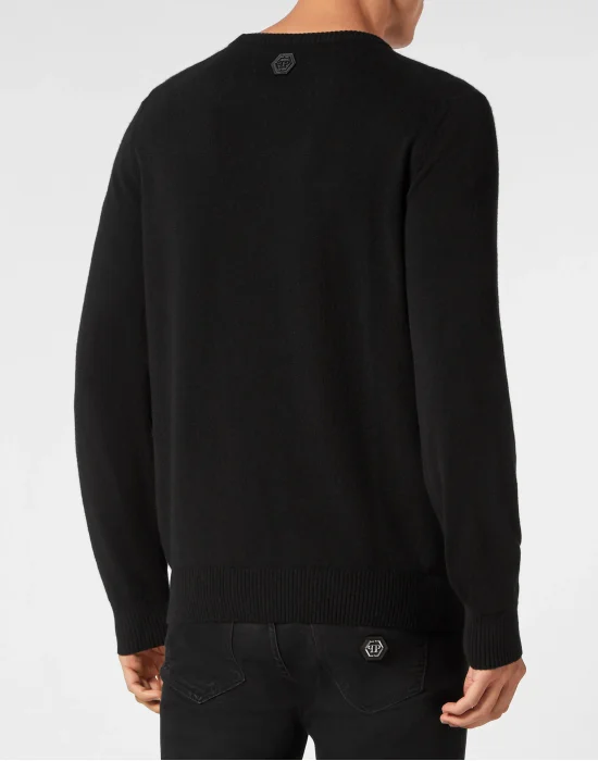 Cashmere Pullover Round Neck LS Skull strass