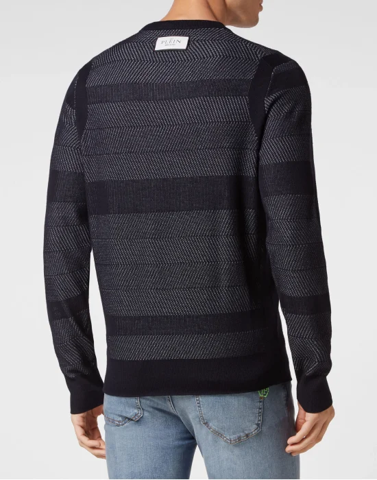 Wool/Silk Pullover Round Neck  LS Skull&Bones