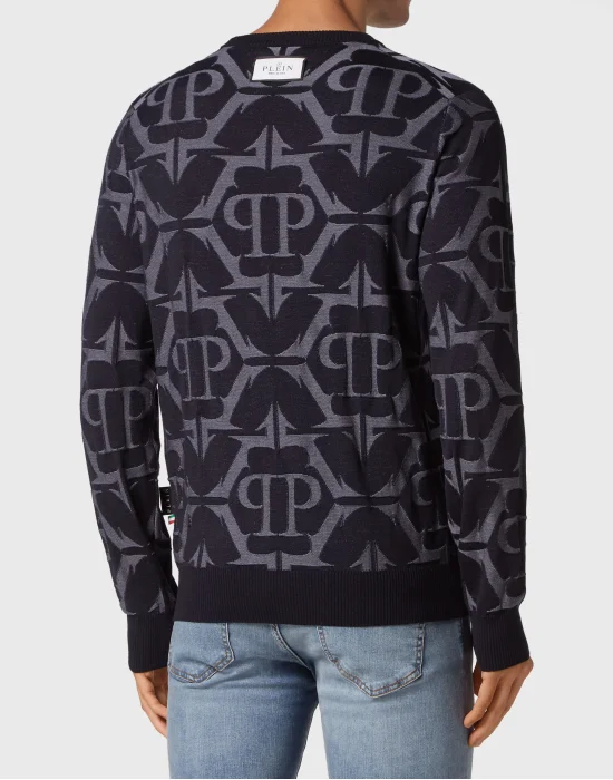 Wool and Silk Pullover Round Neck LS Chrome