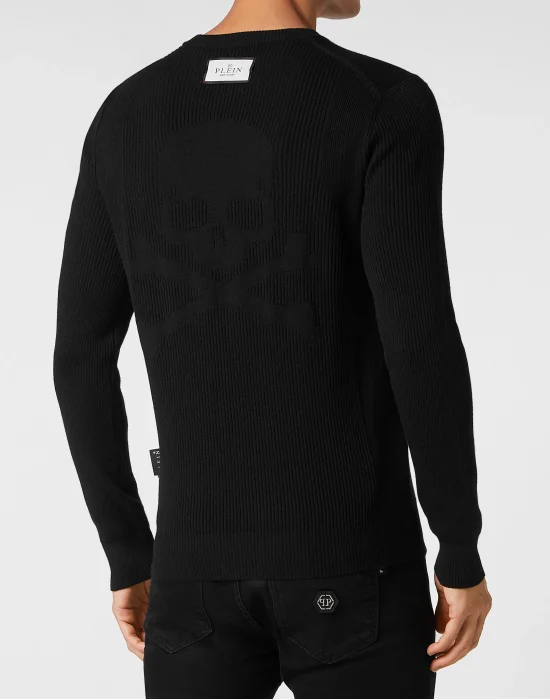 Merino Wool Pullover Round Neck LS Skull&Bones