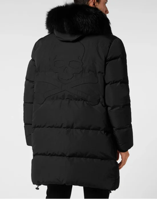 Nylon Parka with Real Fur Skull&Bones