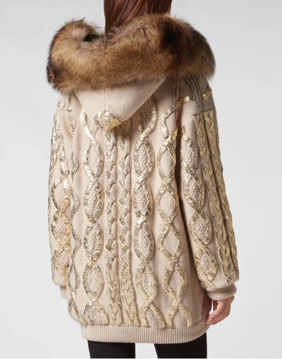 Wool & Foil Lurex Zip Cardigan