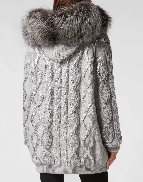 Wool & Foil Lurex Zip Cardigan