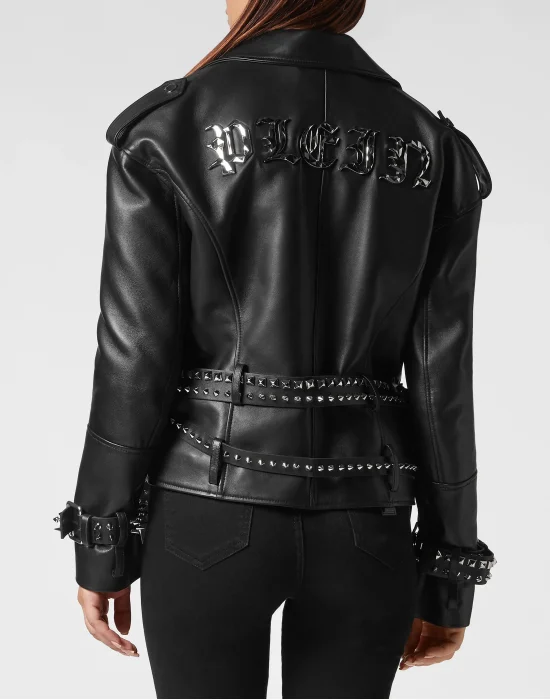 Oversized Leather Jacket Gothic Plein