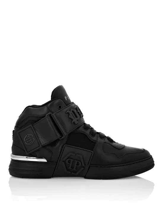 Mix Leather Mid-Top Sneakers Gothic Plein