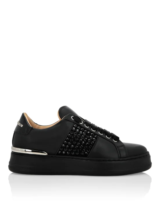 Mix Leather Lo-Top Sneakers Crystal