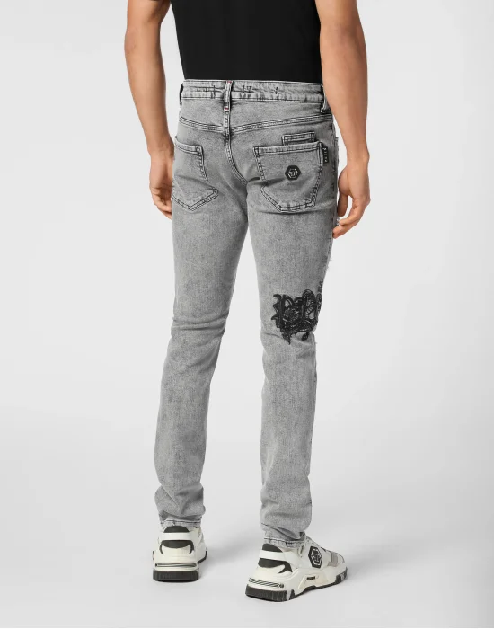 Denim Super Straight Cut Trousers Dragon