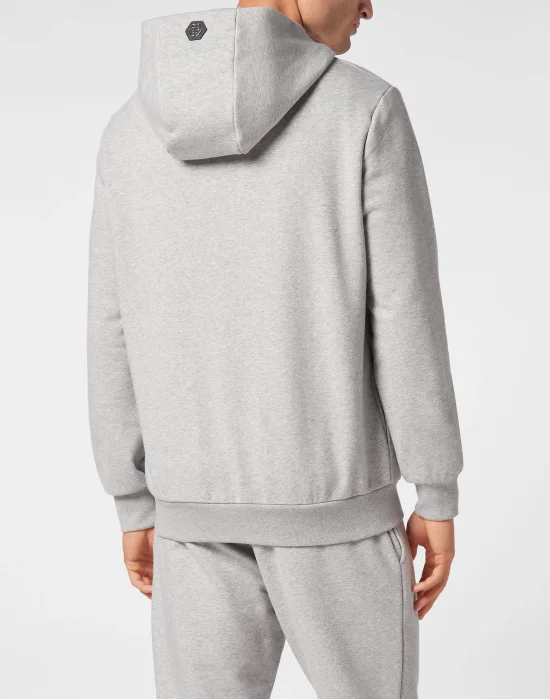 Zipped Hoodie Sweatshirt Skull strass
