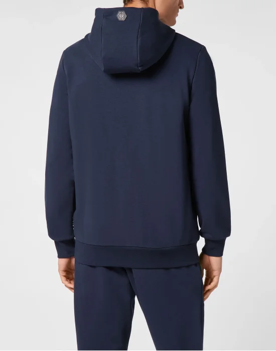 Zipped Hoodie Sweatshirt Skull strass