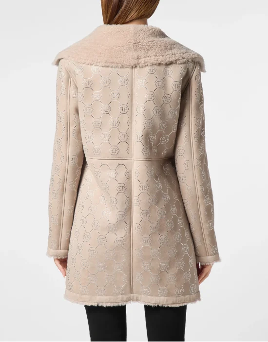 Shearling Oversize Coat Strass Monogram