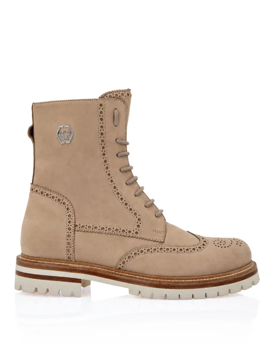 Nubuck Boots Mid Flat Hexagon