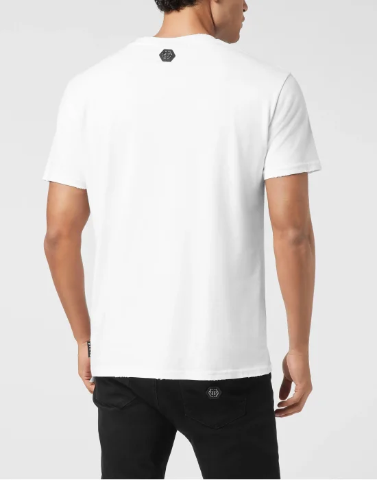 Washed Round Neck T-Shirt Skull America