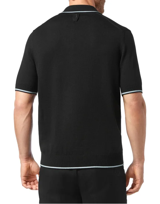Wool and cotton Pullover Polo-Neck SS Crest