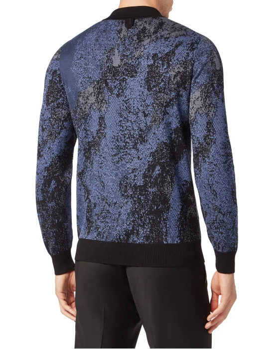 Jacquard Cotton Wool Zipped Polo Shirt