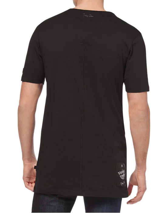 T-shirt Black Cut Round Neck "Live"