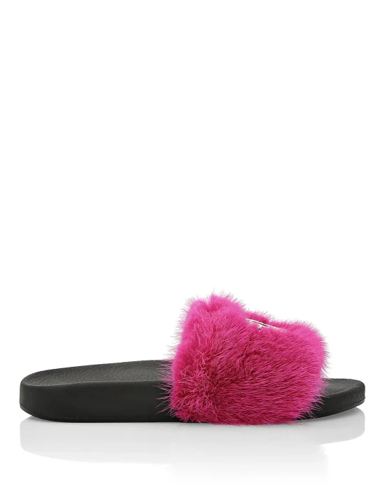Sandals Flat mink fur insert Luxury