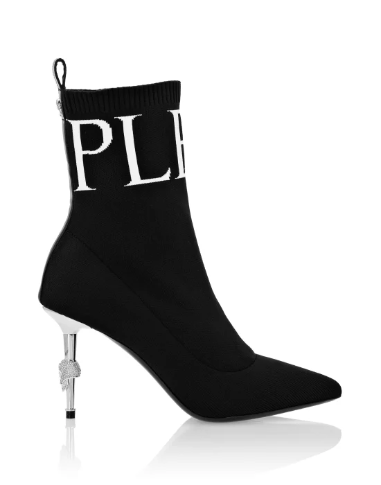 bootie high heels Skull crystal