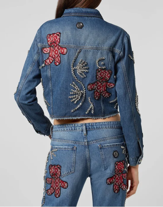 Denim Jacket Allover Teddy Bear