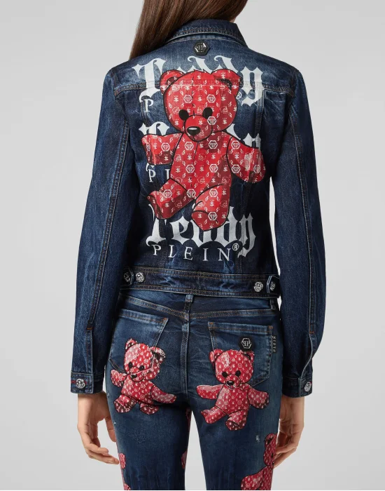 Denim Jacket Monogram Teddy Bear