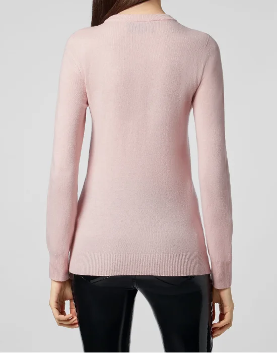 Pullover Round Neck LS Look At Me  Skull crystal