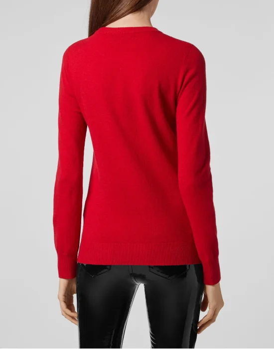 Pullover Round Neck LS Look At Me  Skull crystal