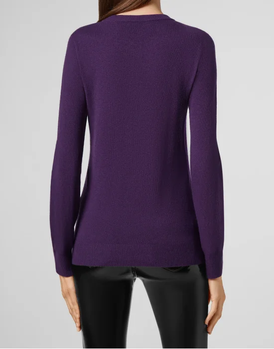Pullover Round Neck LS Look At Me  Skull crystal