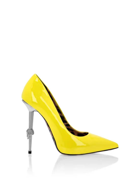 Skull Heel Patent Leather Pumps