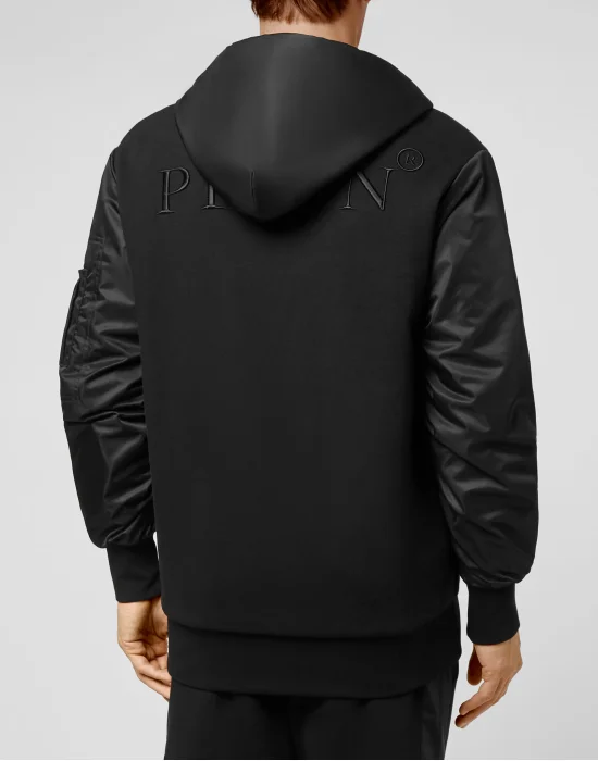 Hoodie Sweatjacket Nylon inserts Iconic Plein