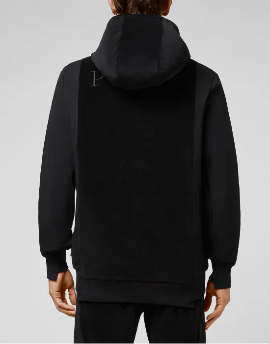 Velvet Hoodie Sweatjacket and jersey detail Philipp Plein TM