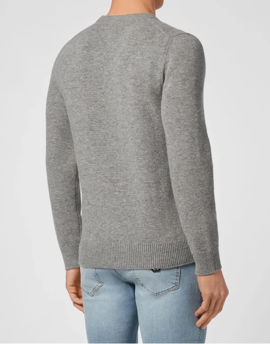 Pullover Round Neck LS Intarsia Skull