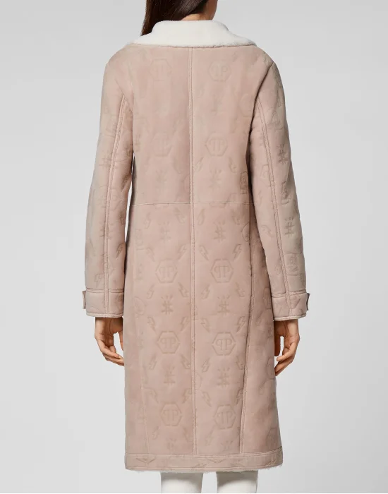 Shearling Leather Long Coat Monogram