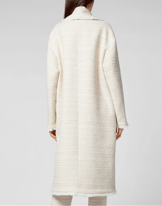 Bouclé Coat Long Embroidery