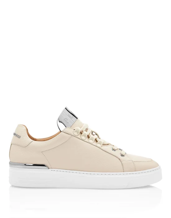 LO-TOP SNEAKERS SILVER $URFER LEATHER