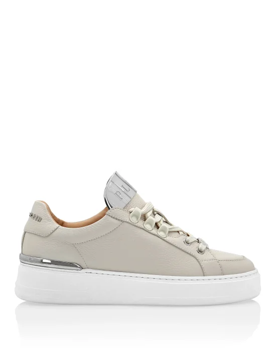 Leather Lo-Top Sneakers Silver $urfer TM