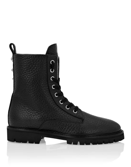 Leather Boots Low Flat stars Studs