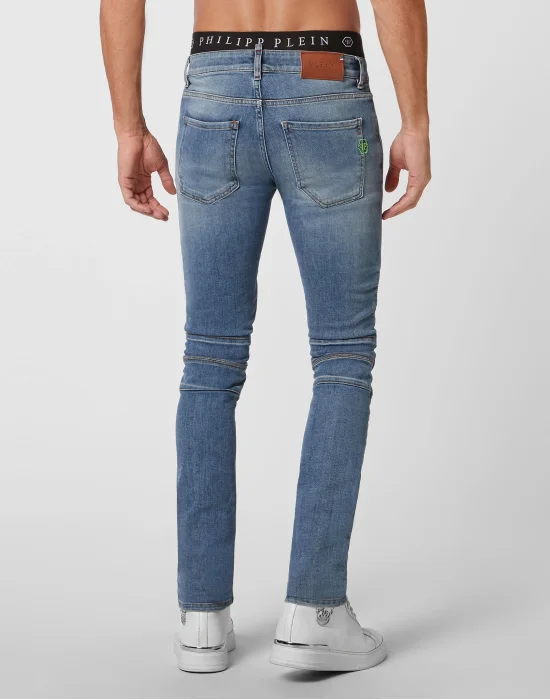 Denim Trousers Biker Fit Hexagon