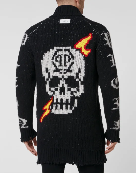 Cardigan Long Skull and Plein