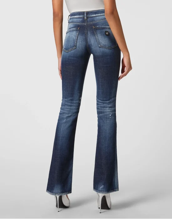 Denim High wasted flare Trousers